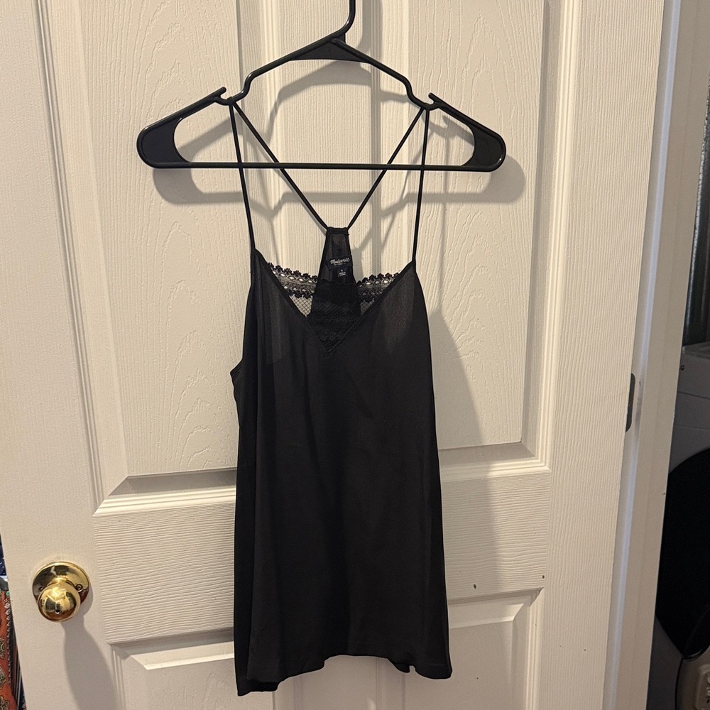 Madewell Black Lace Trim Tank Top